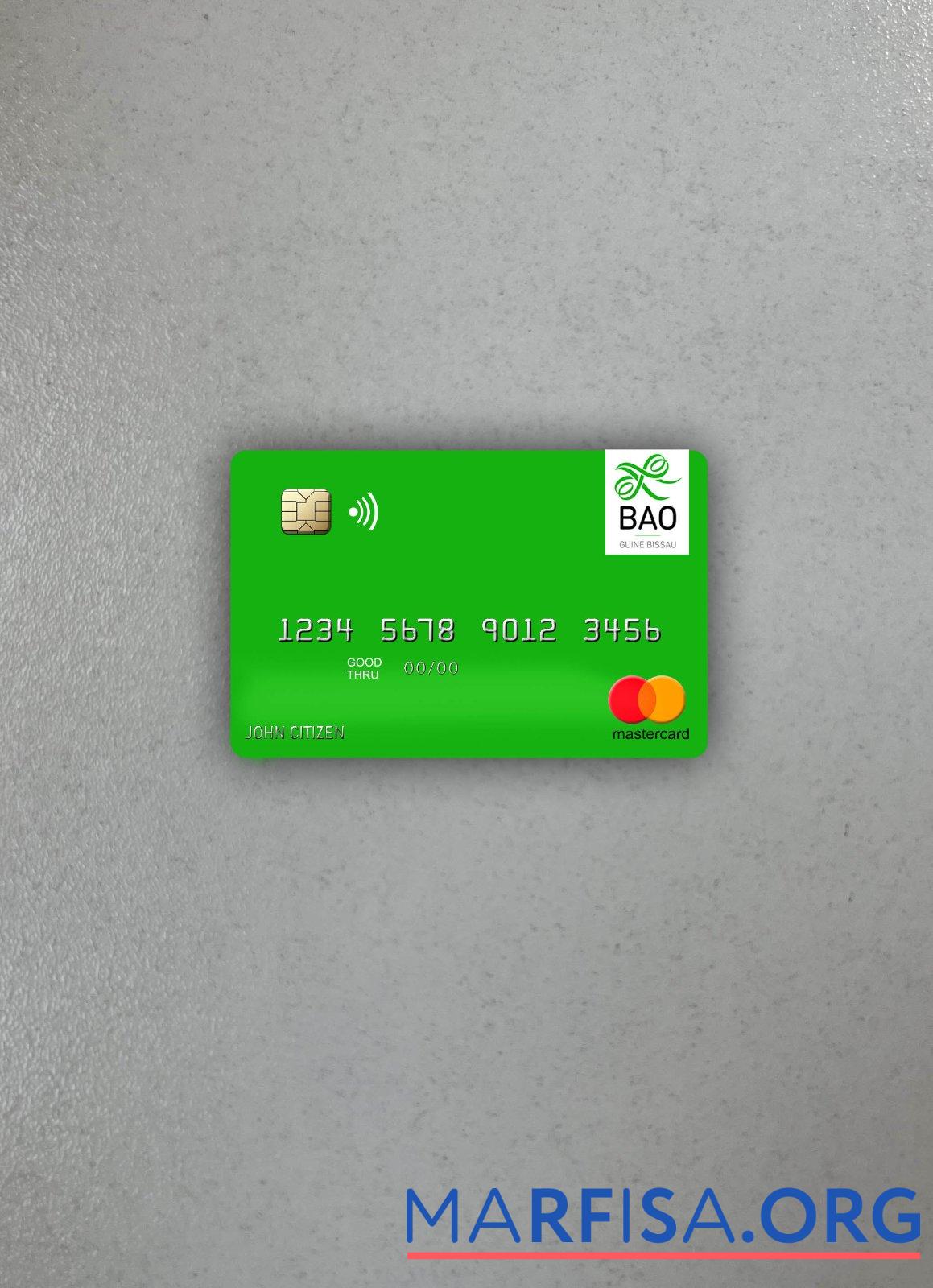 Realistic Guinea Bissau Banco Da Africa Ocidental mastercard photolook front template